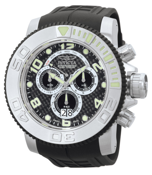Invicta Men's 0412 Sea Hunter Quartz Chronograph Black Dial Watch